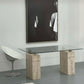 1970S ITALIAN TRAVERTINE DOUBLE PEDESTAL DINING TABLE