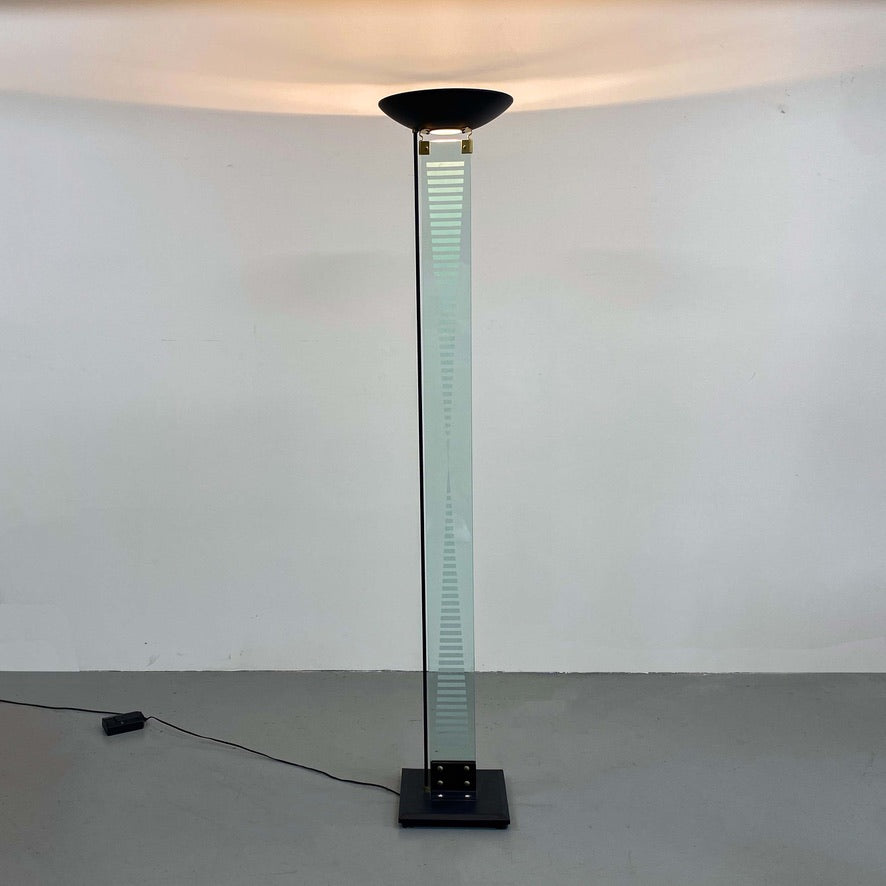 1980S GLASS FLOOR TORCHIERE LAMP BY FONTANA ARTE