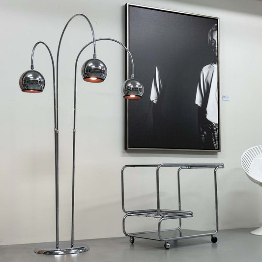 ITALIAN CHROMED METAL FLOOR LAMP BY GOFFREDO REGGIANI