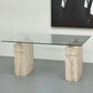 1970's TRAVERTINE AND GLASS DINING TABLE