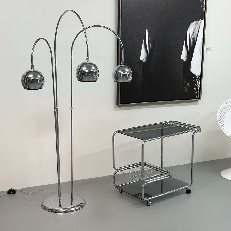 ITALIAN CHROMED METAL FLOOR LAMP BY GOFFREDO REGGIANI